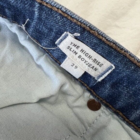 Madewell Jeans 29 High-Rise Slim Boyjean Two-Tone Tuxedo Stripe Edition Women’s. - Picture 3 of 9